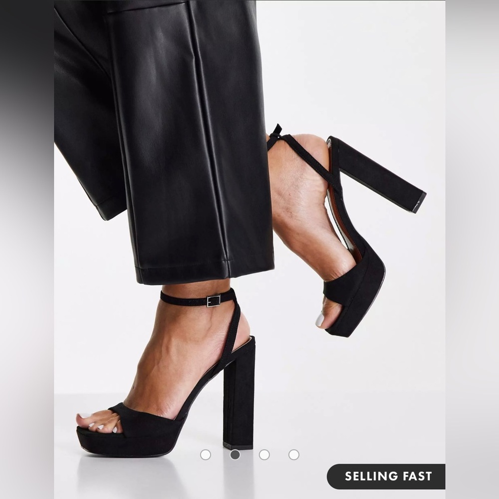 ASOS DESIGN Noun platform barely there heeled sandals in black
